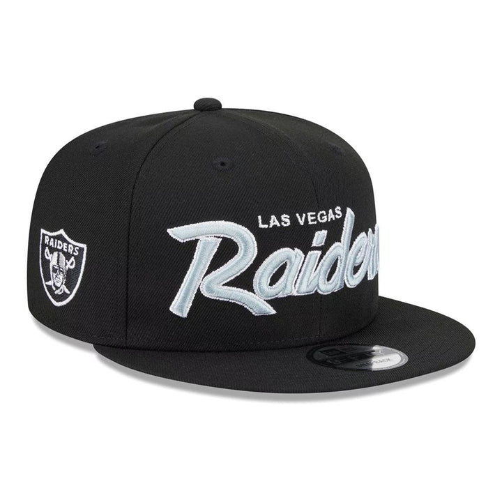 Las Vegas Raiders New Era Main Script 9FIFTY Snapback Hat - Black - Triple Play Caps