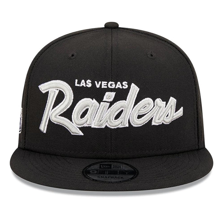 Las Vegas Raiders New Era Main Script 9FIFTY Snapback Hat - Black - Triple Play Caps