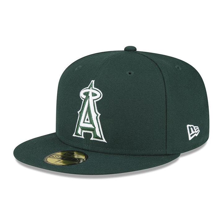 Los Angeles Angels New Era Fashion Color Basic 59FIFTY Fitted Hat - Dark Green - Triple Play Caps