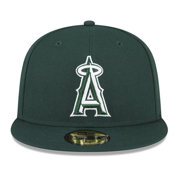 Los Angeles Angels New Era Fashion Color Basic 59FIFTY Fitted Hat - Dark Green - Triple Play Caps