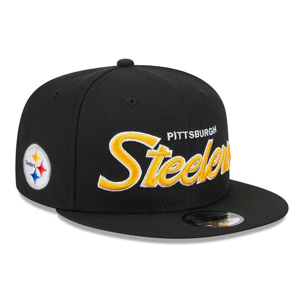 Pittsburgh Steelers New Era Main Script 9FIFTY Snapback Hat - Black - Triple Play Caps