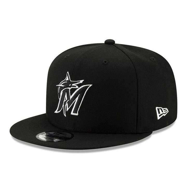 Miami Marlins New Era Black & White 9FIFTY Snapback Hat - Black - Triple Play Caps