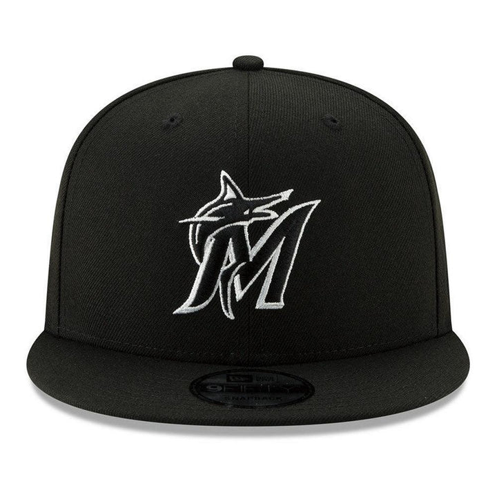 Miami Marlins New Era Black & White 9FIFTY Snapback Hat - Black - Triple Play Caps