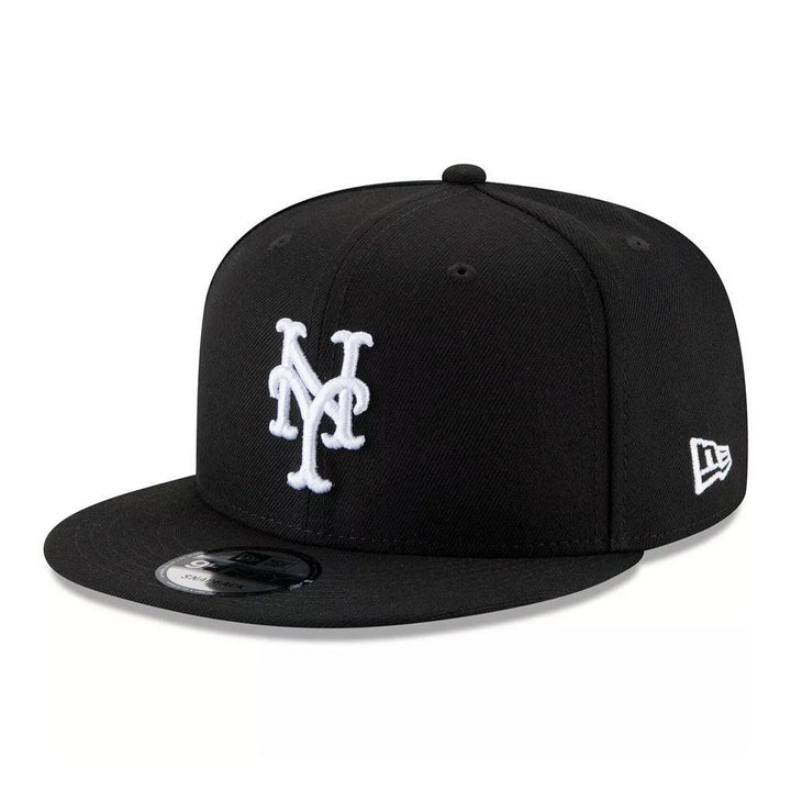 New York Mets New Era Black & White 9FIFTY Snapback Hat - Black - Triple Play Caps