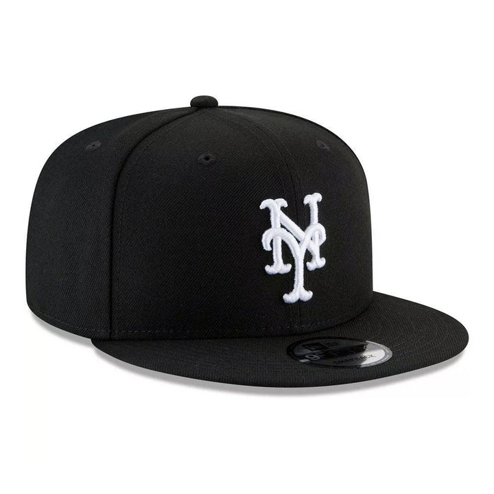 New York Mets New Era Black & White 9FIFTY Snapback Hat - Black - Triple Play Caps